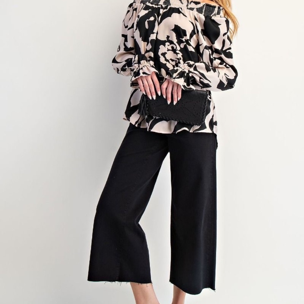 NEW EASEL SMOCKING OFF SHOULDER MIRABELLE BLOUSE TOP SHIRT SMALL OVERSIZED - Picture 2 of 10